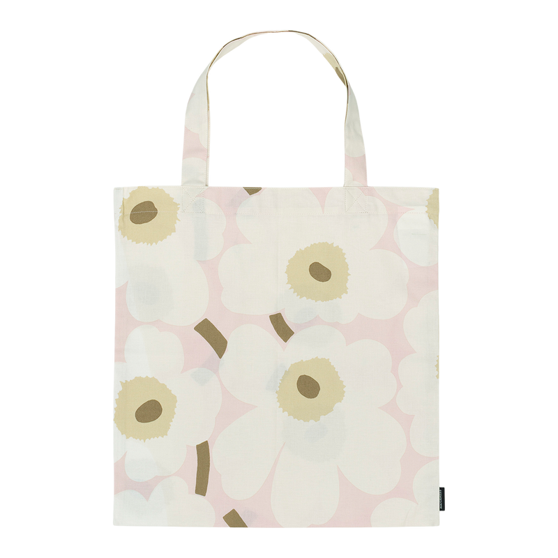 Marimekko Pieni Unikko Cotton Tote Bag, pink/off-white/sand