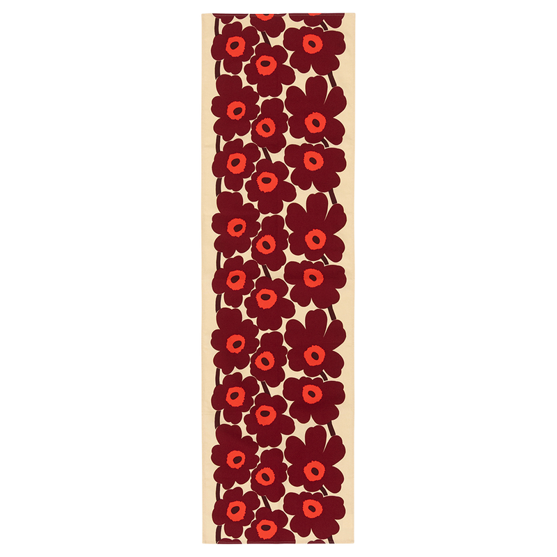 Marimekko Pieni Unikko Runner, vanilla/wine/red