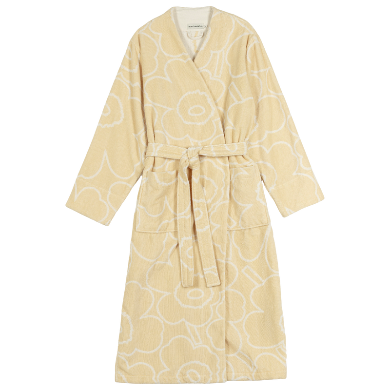 Marimekko Piirto Unikko Bath Robe, straw/off-white