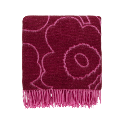 Marimekko Piirto Unikko Blanket, burgundy/fuschia