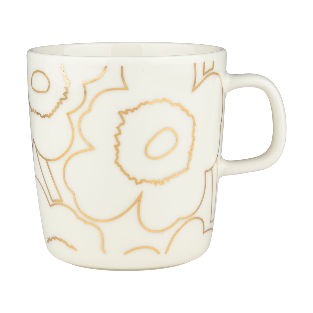 Marimekko Piirto Unikko Large Mug, white/gold – Touch of Finland