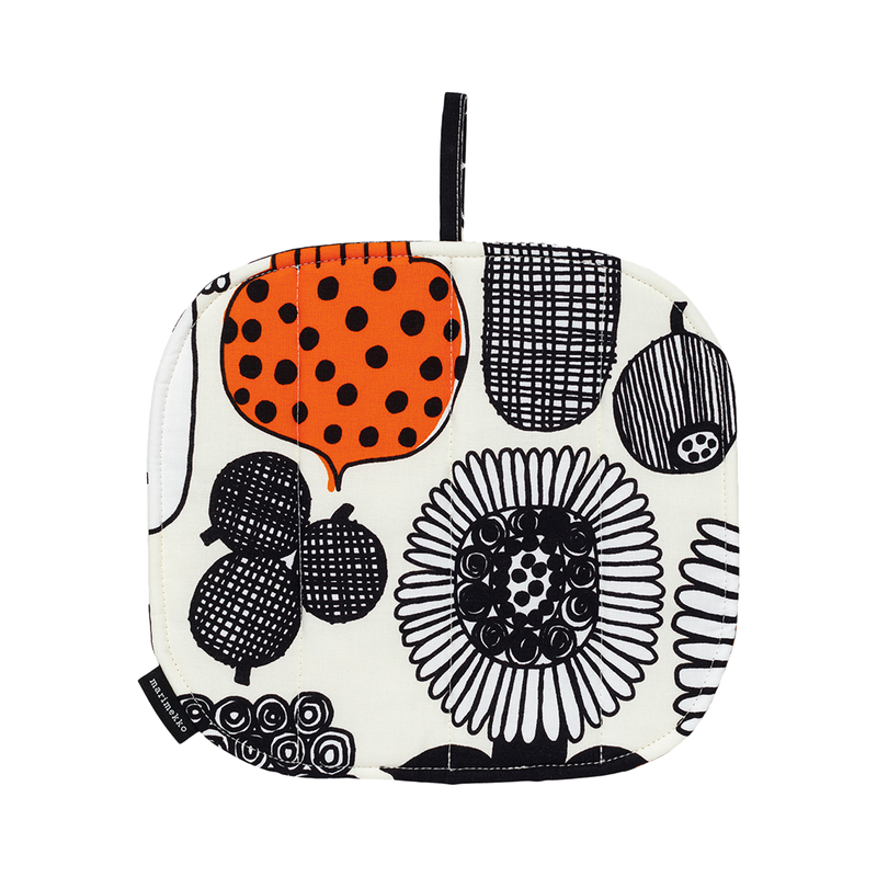 Marimekko Puutarhurin Parhaat Pot Holder, white/black/orange