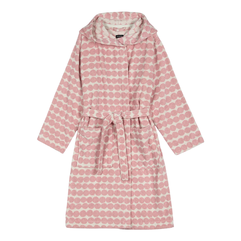 Marimekko Räsymatto Bath Robe, lt.pink/off-white