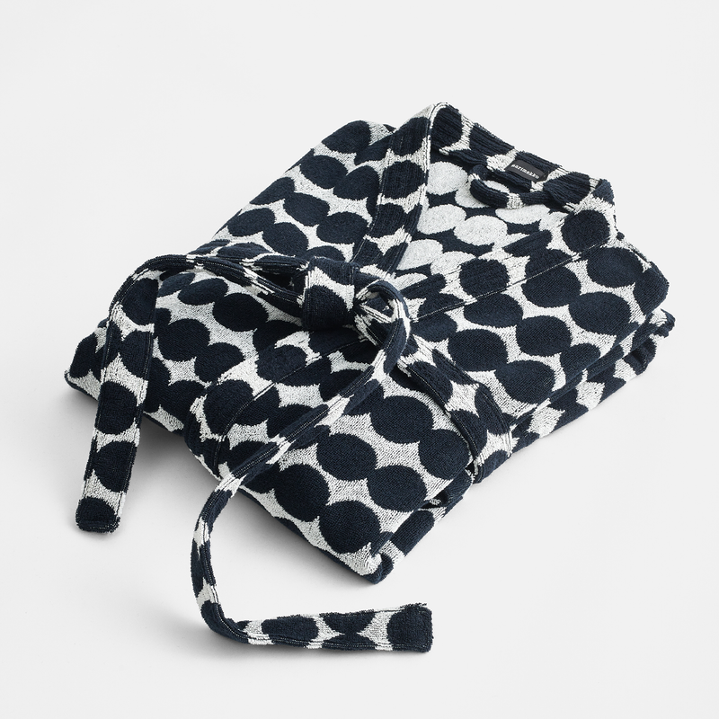 Folded Rpbe Marimekko Räsymatto Bath Robe, white/black – Touch of Finland