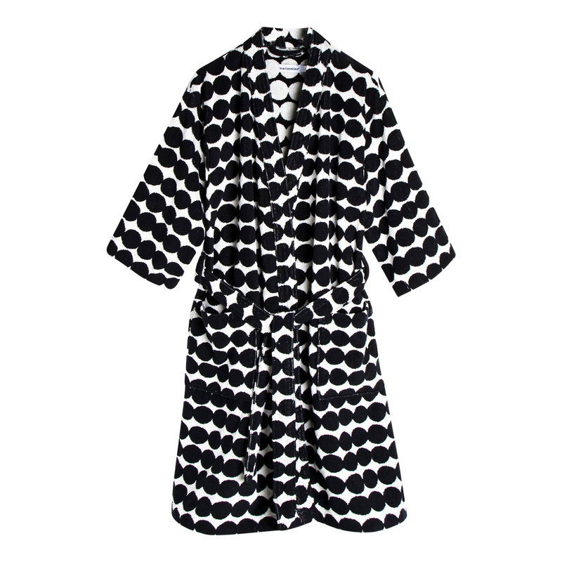 Marimekko Räsymatto Bath Robe, white/black