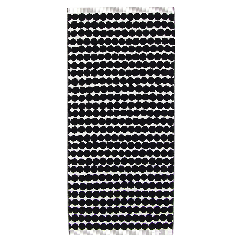 unfolded Marimekko Räsymatto Bath Towel, white/black