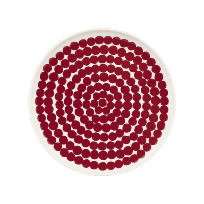 Marimekko Räsymatto Salad Plate, dk.red/off-white