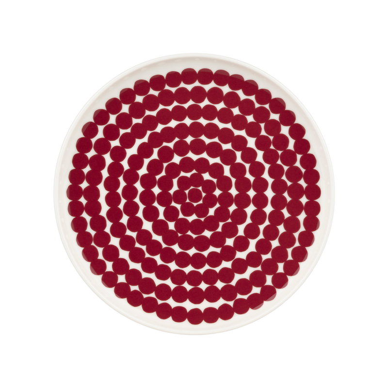 Marimekko Räsymatto Salad Plate, dk.red/off-white
