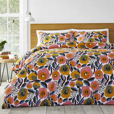 Marimekko Rosarium Full / Queen Duvet Cover Set, white/red/yellow/blue