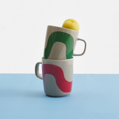 Marimekko Seireeni Mug Set of 2 stacked together