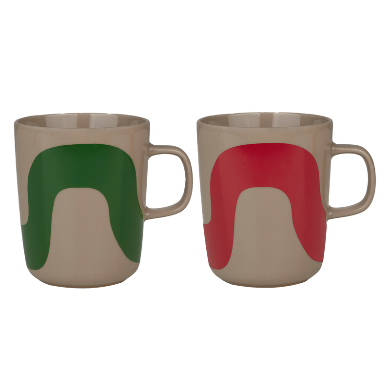 Marimekko Seireeni Mug Set of Two dark green red terra