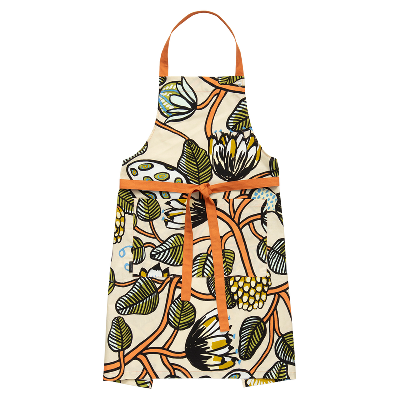 Marimekko Tiara Apron, sand/orange/green