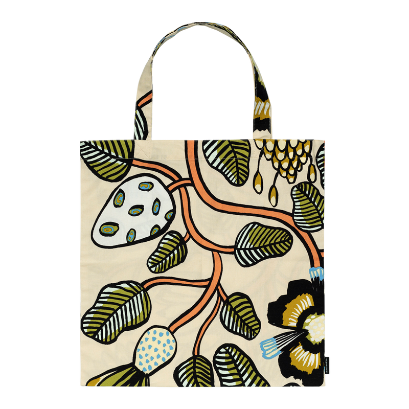 Marimekko Tiara Cotton Tote Bag, sand/orange/green