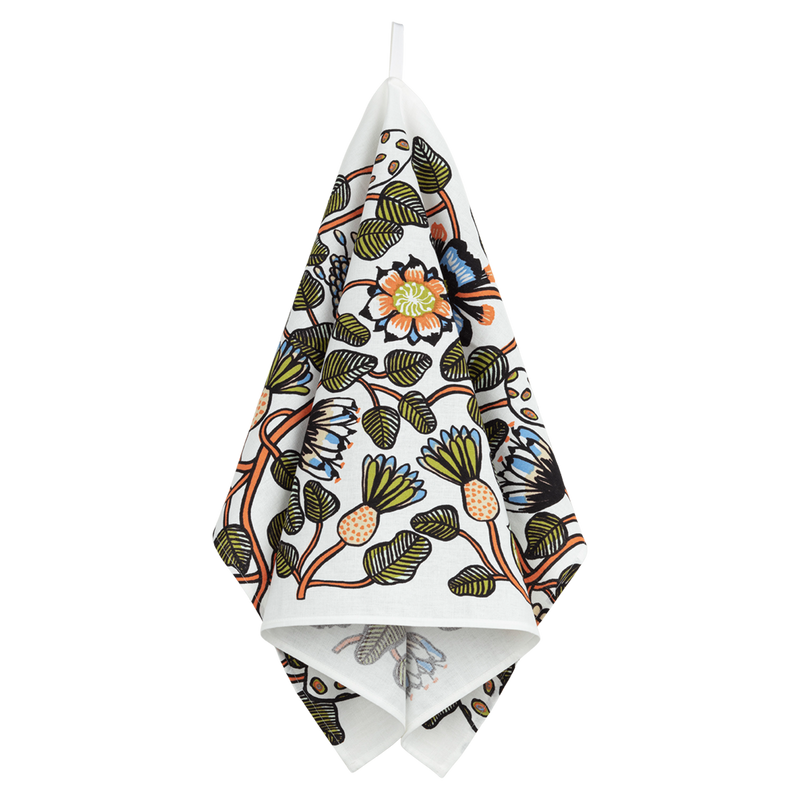 Marimekko Tiara Kitchen Towel, sand/orange/green