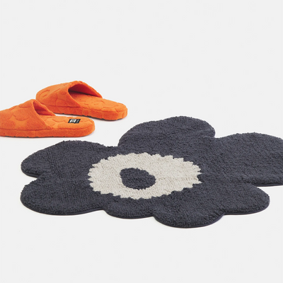 Marimekko Unikko Bath Mat, charcoal/off-white plush texture