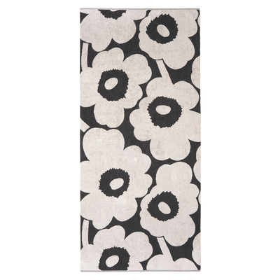 unfolded Marimekko Unikko Bath Towel, charcoal/off-white