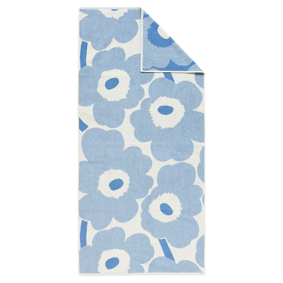 Marimekko Unikko Bath Towel cream blue with large flowers