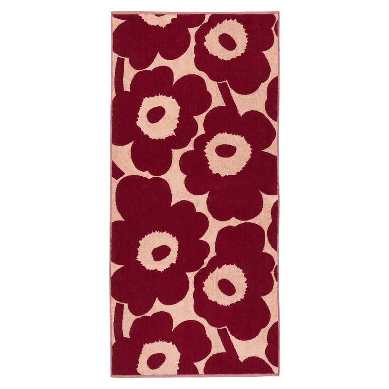 Marimekko Unikko Bath Towel, pink/dk.cherry