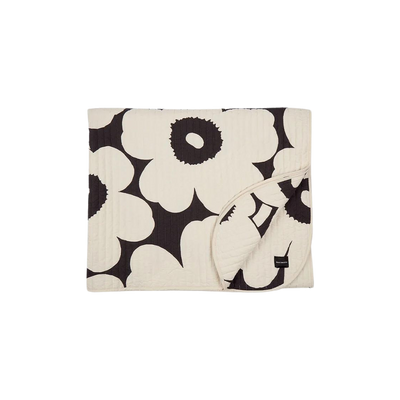 Marimekko Unikko Bedspread / Blanket, off-white/charcoal folded