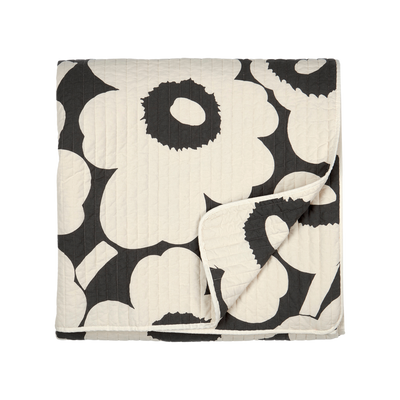 Marimekko Unikko Bedspread / Throw charcoal and off white