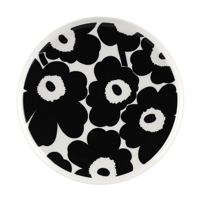 Marimekko Unikko Dinner Plate, white/black