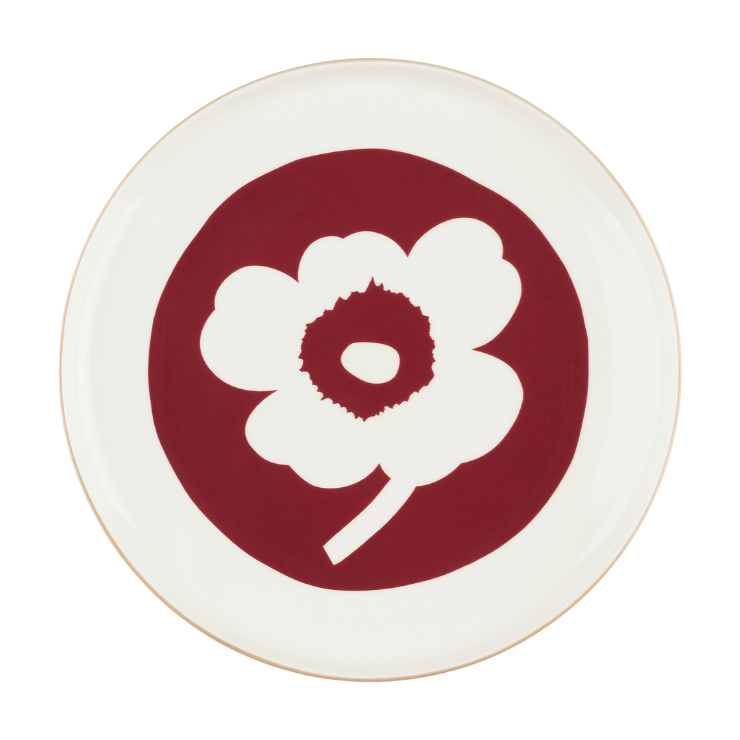 Marimekko Unikko Dinner Plate, white/dk.cherry – Touch of Finland
