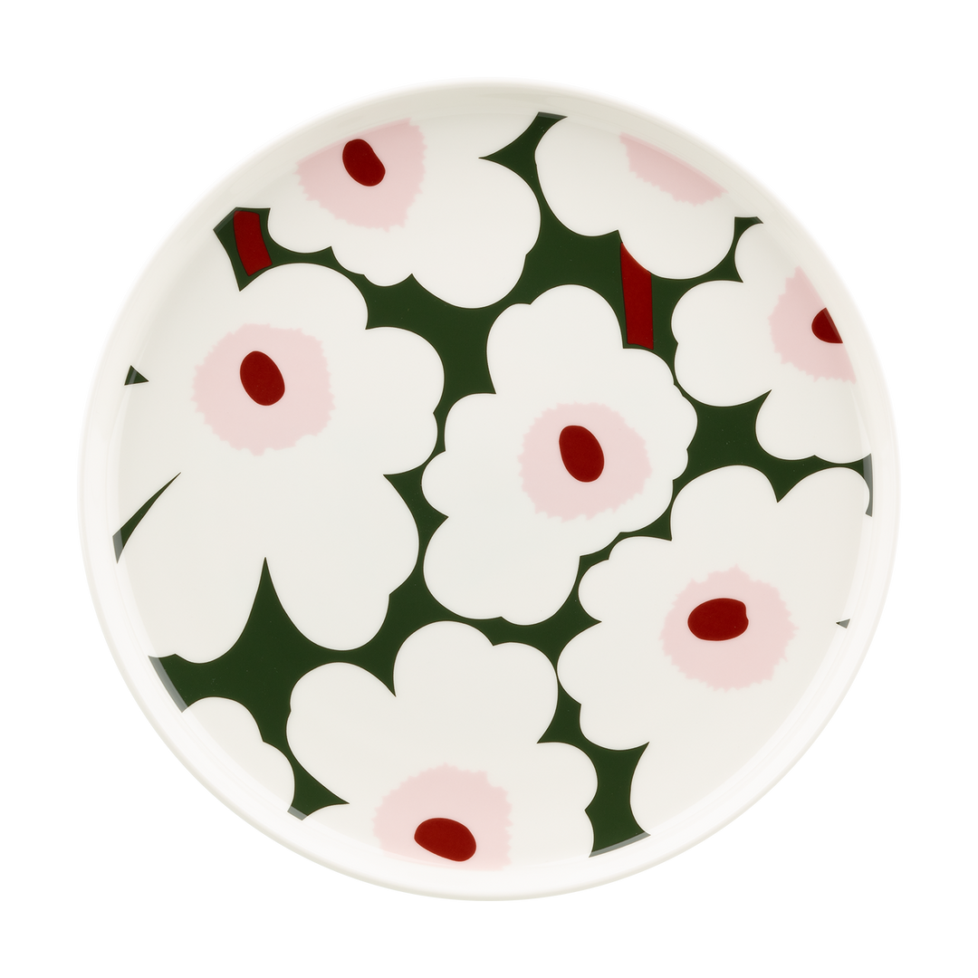Marimekko Unikko Dinner Plate, white/green/pink – Touch of Finland