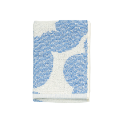 Marimekko Unikko Guest Towel, cream/blue folded