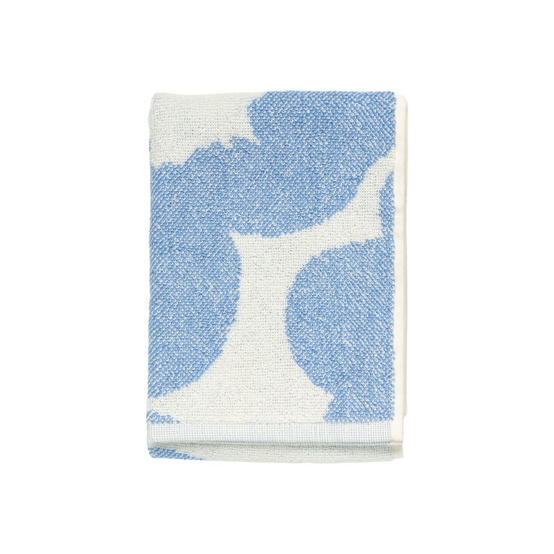 Marimekko Unikko Guest Towel, cream/blue folded