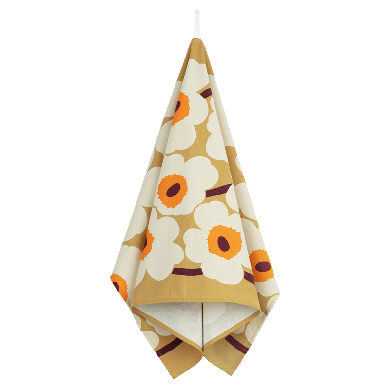Marimekko Unikko Kitchen Towel, caramel/cream/orange