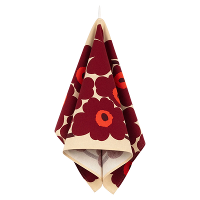 Marimekko Unikko Kitchen Towel, white/wine/red