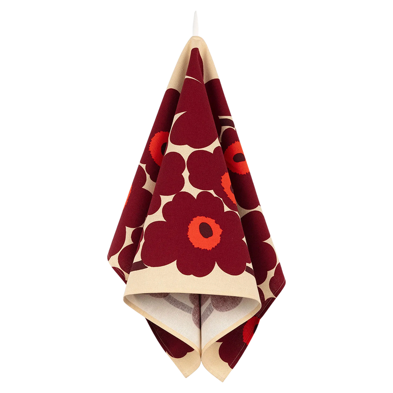 Marimekko Unikko Kitchen Towel, white/wine/red