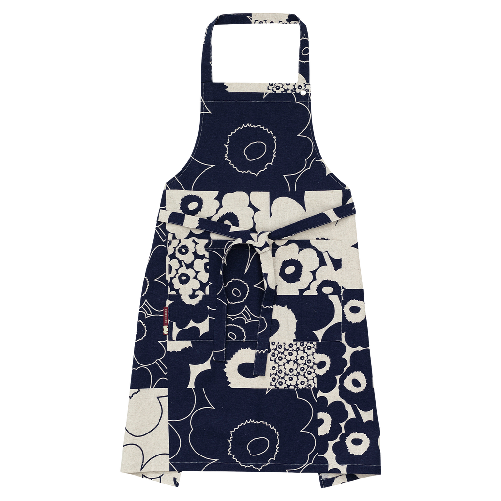 Marimekko Unikko Kollaasi Apron, linen/navy – Touch of Finland