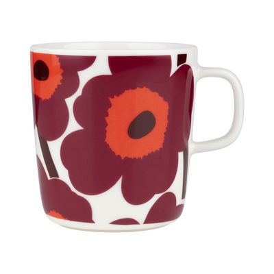 Marimekko Unikko Large Mug, white/burgundy/red
