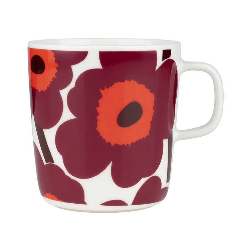 Marimekko Unikko Large Mug, white/burgundy/red