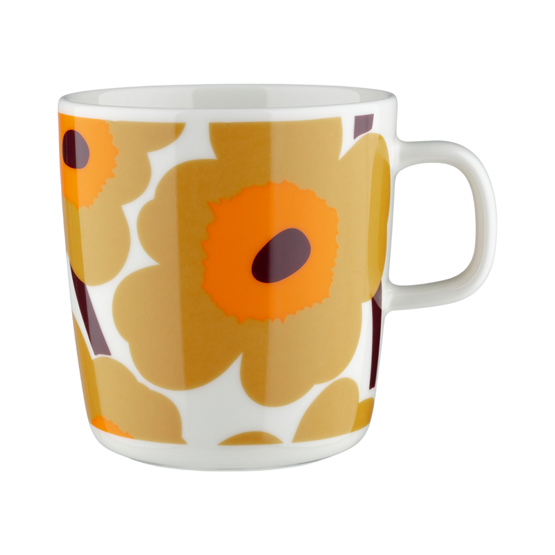Marimekko Unikko Large Mug, white/caramel/orange
