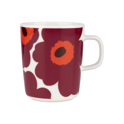 Marimekko Unikko Mug, white/burgundy/red