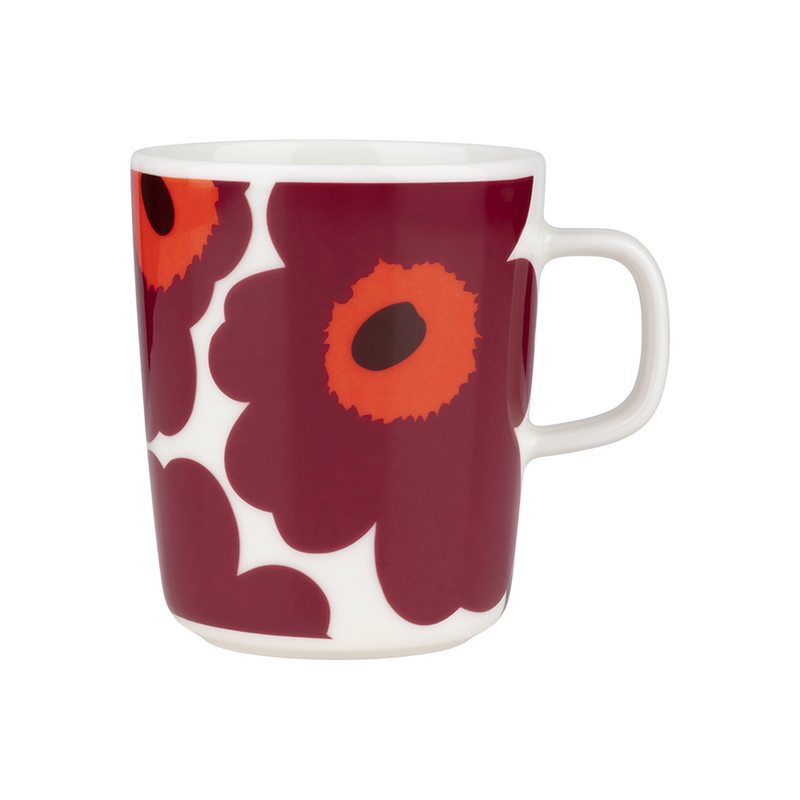 Marimekko Unikko Mug, white/burgundy/red