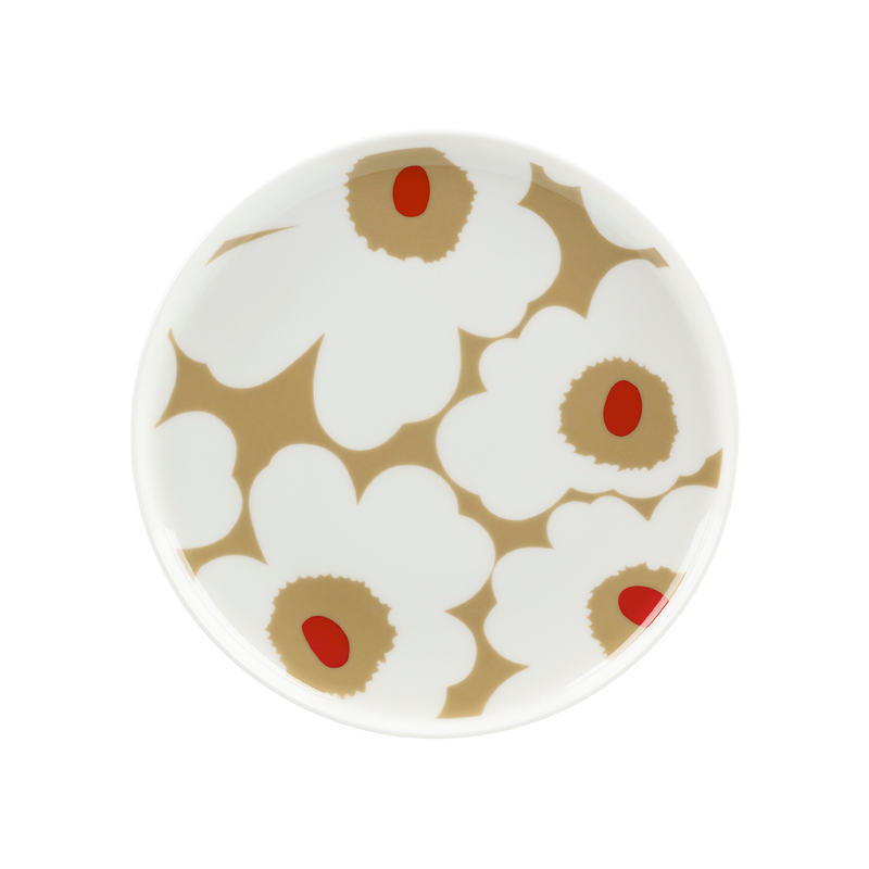 Marimekko Unikko Salad Plate beige red white