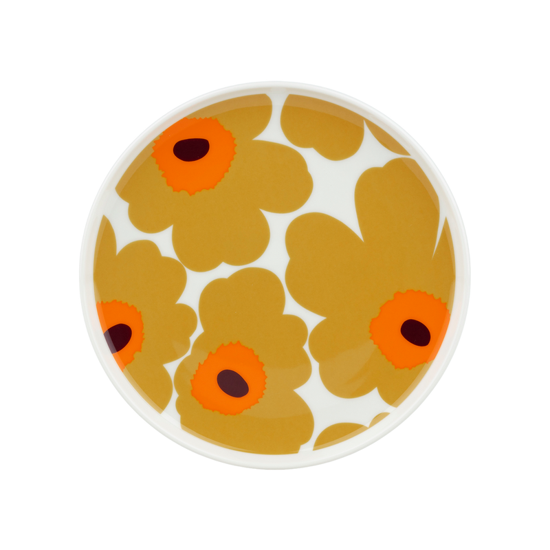 Marimekko Unikko Salad Plate, white/caramel/orange