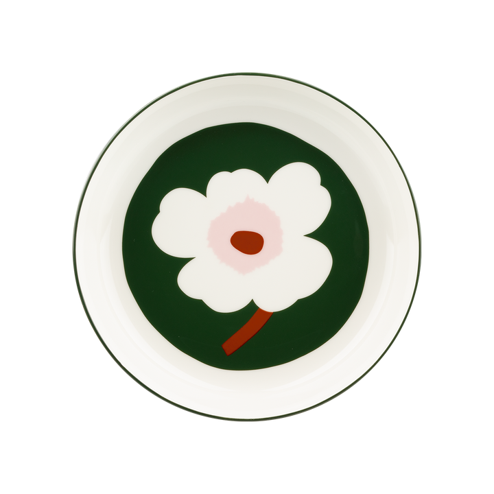 Marimekko Unikko Deep Plate, white/green/pink – Touch of Finland