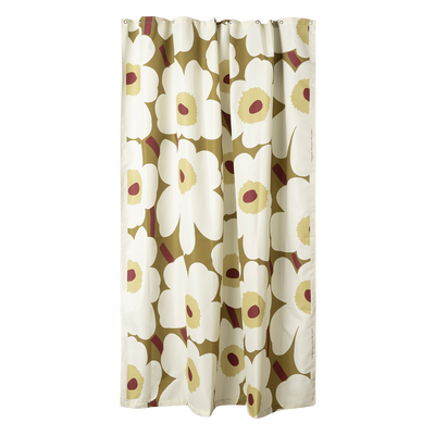 Marimekko Unikko Shower Curtain, green/brown/cream