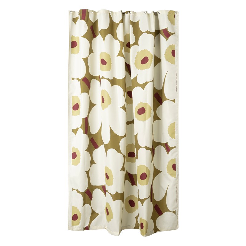 Marimekko Unikko Shower Curtain, green/brown/cream