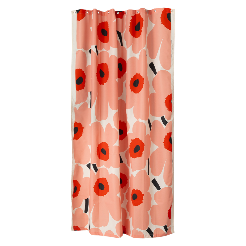 Marimekko Unikko Shower Curtain, off-white/coral/or.red/charcoal