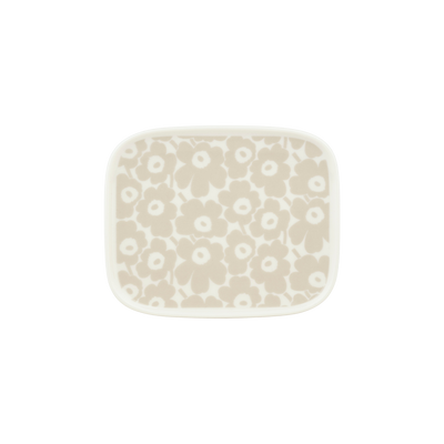 Marimekko Pikkuinen Unikko Small Rectangular Plate, white/straw