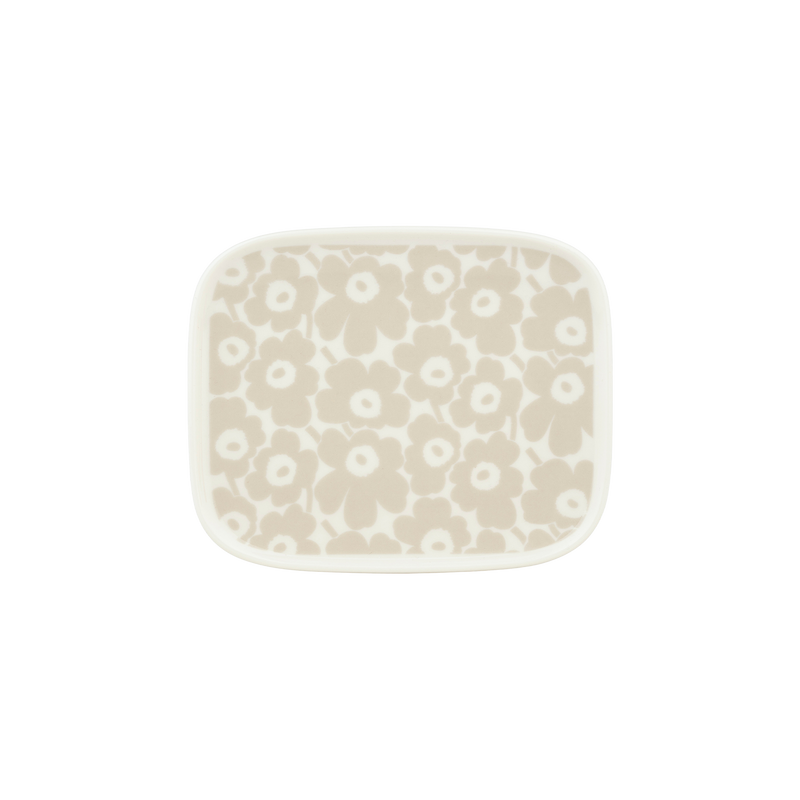 Marimekko Pikkuinen Unikko Small Rectangular Plate, white/straw