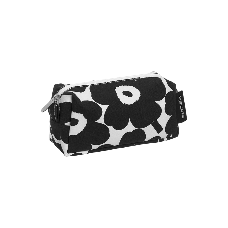 Marimekko Unikko Tiise Cosmetic Bag, white/black zipper pouch