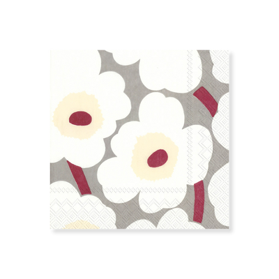 Marimekko Unikko White/Grey/Red Cocktail Napkins (20 pack)