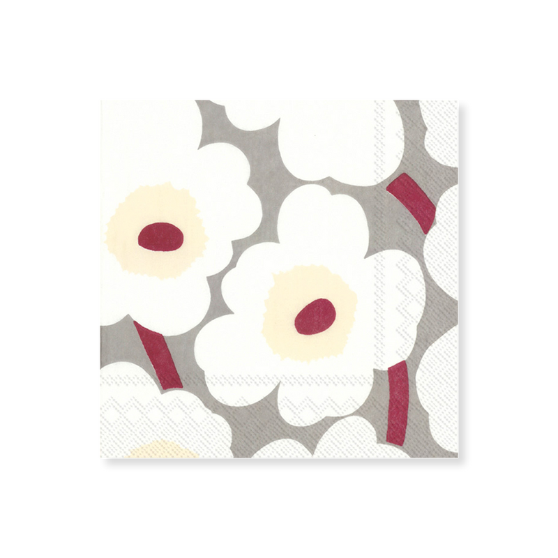 Marimekko Unikko White/Grey/Red Cocktail Napkins (20 pack)