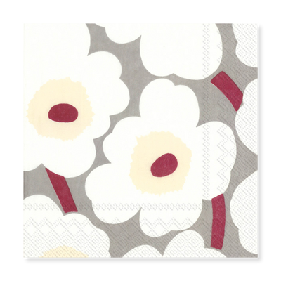 Marimekko Unikko White/Grey/Red Lunch Napkins (20 Pack)